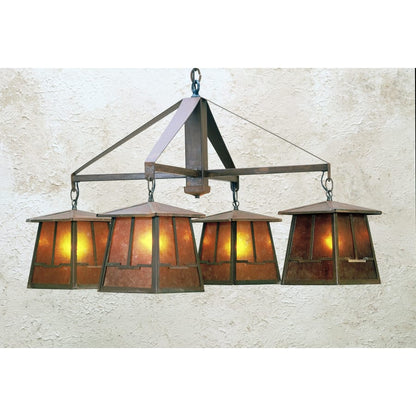 Meyda Tiffany Bungalow Valley View 4 Light 38" Wide Chandelier with Brown Glass Shade