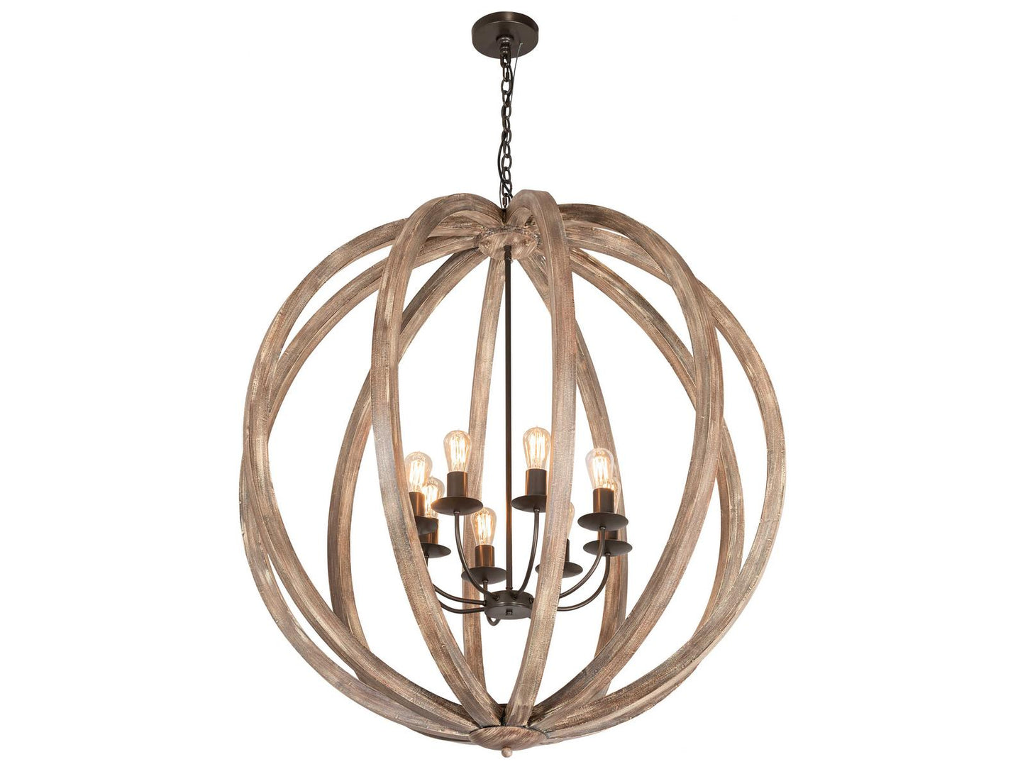 Meyda Woodward 8-Light Chandelier in Bronze and Oak Barrel Stave