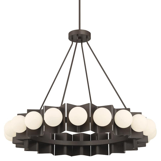 Minka Lavery Vestra 38" Wide LED Ring Chandelier with Etched, Opal Glass Shades