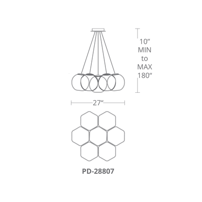 Modern Forms Cosmic 7 Light 27" Wide Integrated LED Suspension Multi Light Pendant