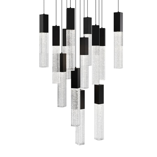 Modern Forms Cinema 20" Wide LED Crystal Multi Light Pendant with Clear, Seedy Crystal Shades