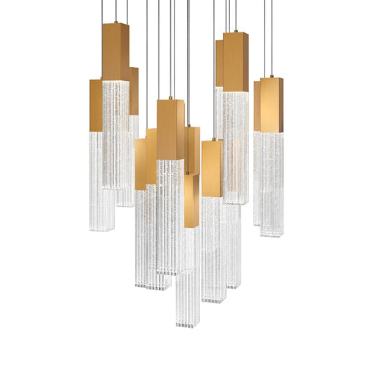 Modern Forms Cinema 23" Wide LED Crystal Multi Light Pendant with Clear, Seedy Crystal Shades