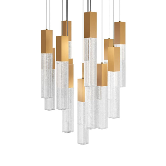 Modern Forms Cinema 23" Wide LED Crystal Multi Light Pendant with Clear, Seedy Crystal Shades