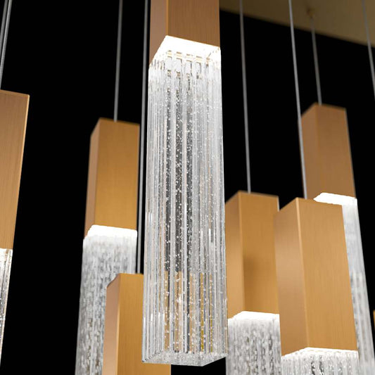 Modern Forms Cinema 54" Wide LED Crystal Linear Pendant with Clear, Seedy Crystal Shades