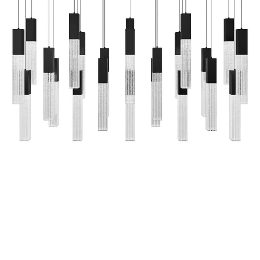 Modern Forms Cinema 54" Wide LED Crystal Linear Pendant with Clear, Seedy Crystal Shades