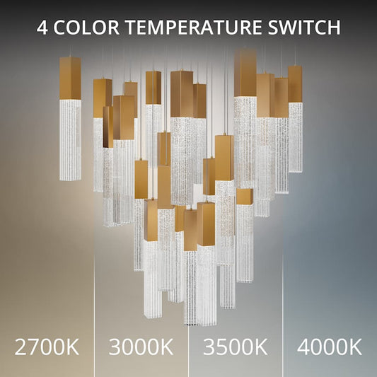 Modern Forms Cinema 28" Wide LED Crystal Multi Light Pendant with Clear, Seedy Crystal Shades