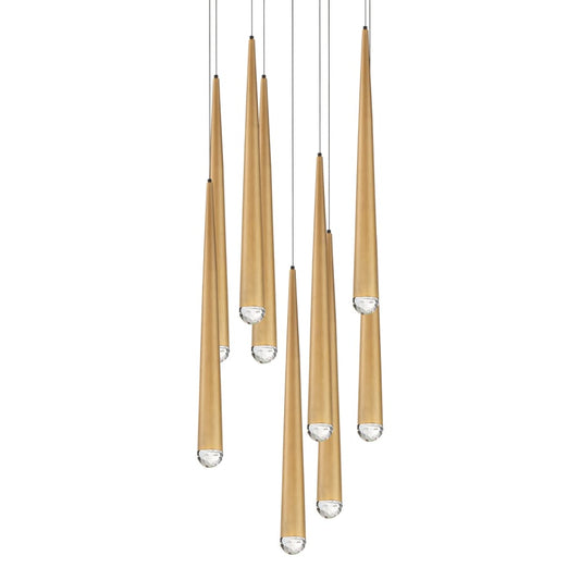 Modern Forms Cascade 9 Light 17" Wide LED Suspended Multi Light Pendant with K-2 Hand Cut Clear Crystal Shades