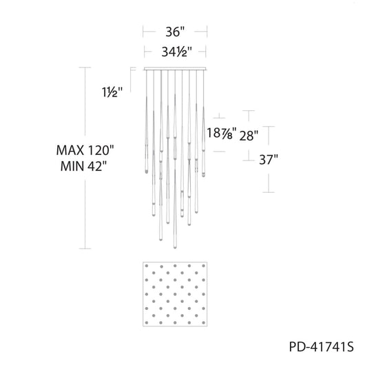 Modern Forms Cascade 41 Light 36" Wide LED Crystal Multi Light Pendant