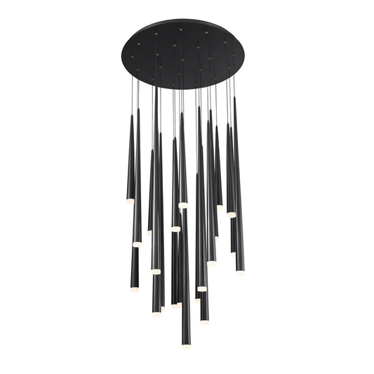Modern Forms Cascade 21 Light 26" Wide LED Crystal Multi Light Pendant with Frosted Glass Endcap Shades