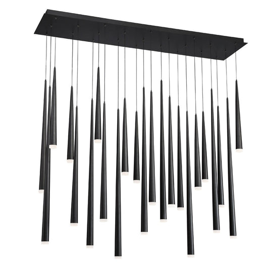 Modern Forms Cascade 23 Light 54" Wide LED Crystal Linear Multi Light Pendant with Frosted Glass Endcap Shades