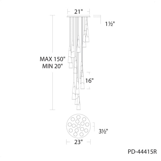 Modern Forms Kilt 15 Light 23" Wide LED Suspension Multi Light Pendant