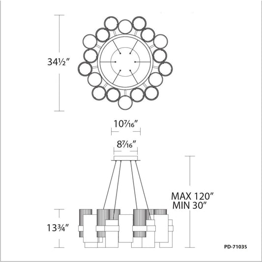 Modern Forms Harmony 35" Wide LED Suspended Chandelier with Beaded Glass and Metal Shade