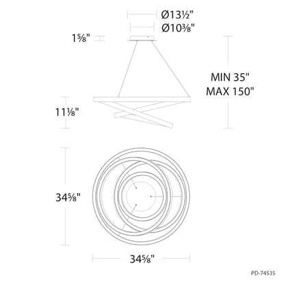 Modern Forms Storm Chaser 35" Wide LED Abstract Chandelier - 4000K