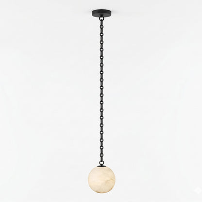 Industrial Alabaster Orb Chain Chandelier