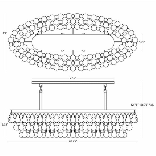 Robert Abbey Bling 8 Light 43" Wide Linear Chandelier