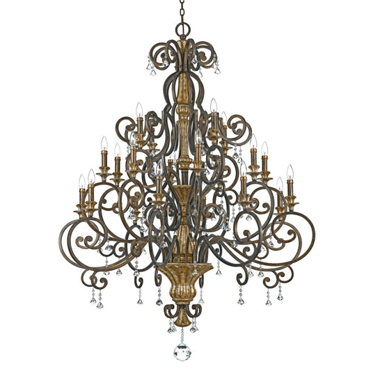 Roseto Catron 20 Light 3 Tier 50" Wide Candle Style Chandelier with Crystal Accents