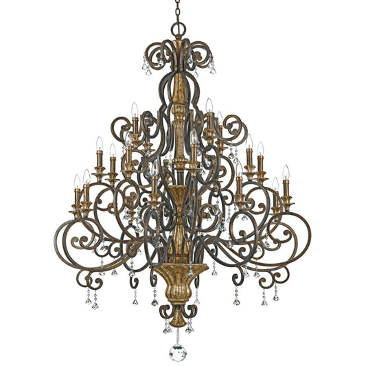 Roseto Catron 20 Light 3 Tier 50" Wide Candle Style Chandelier with Crystal Accents