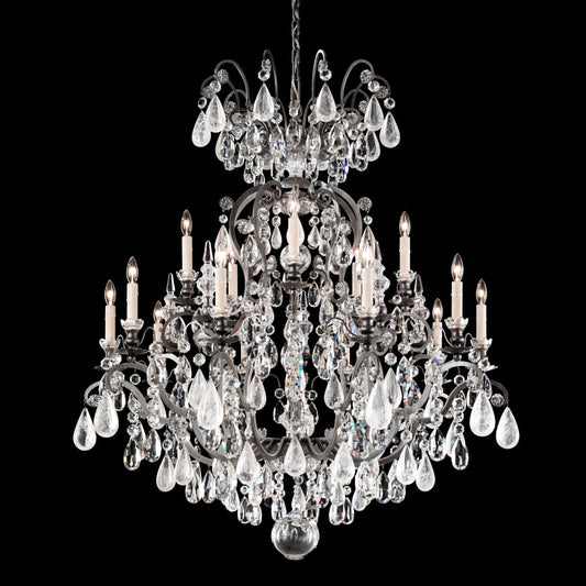 Schonbek Renaissance 16 Light 38" Wide Crystal Chandelier with Amethyst and Black Diamond Rock Crystals