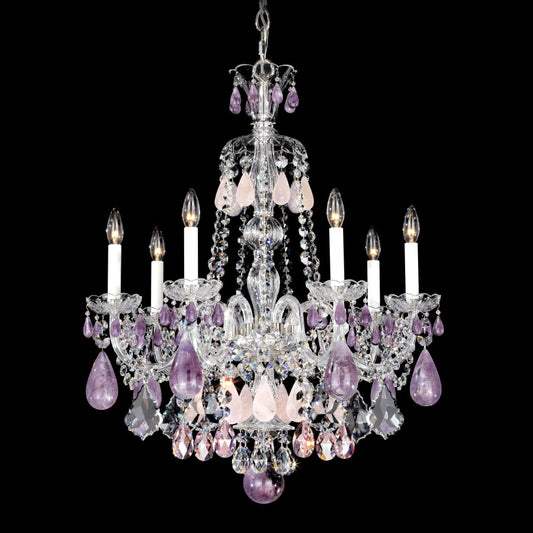 Schonbek Hamilton 7 Light 24" Wide Crystal Chandelier with Black Rock Crystals