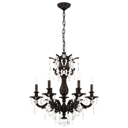 Schonbek Milano 6 Light 24" Wide Crystal Chandelier with Clear Optic Crystals