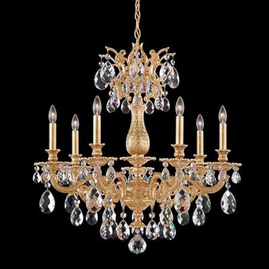 Schonbek Milano 7 Light 27" Wide Crystal Chandelier with Clear Optic Crystals