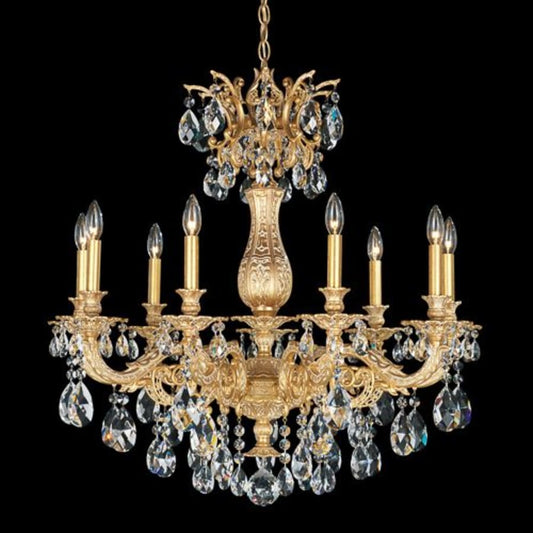 Schonbek Milano 9 Light 30" Wide Crystal Chandelier with Clear Optic Crystals