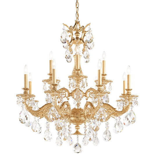 Schonbek Milano 12 Light 33" Wide Crystal Chandelier with Clear Optic Crystals