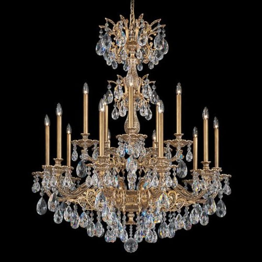 Schonbek Milano 15 Light 39" Wide Crystal Chandelier with Clear Optic Crystals