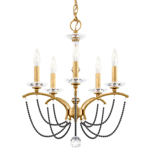Schonbek Priscilla 5 Light 18" Wide Crystal Chandelier with Dark Grey Pearl Beads