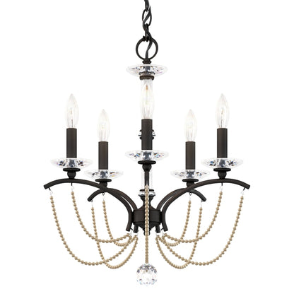 Schonbek Priscilla 5 Light 18" Wide Crystal Chandelier with Bronze Pearl Beads