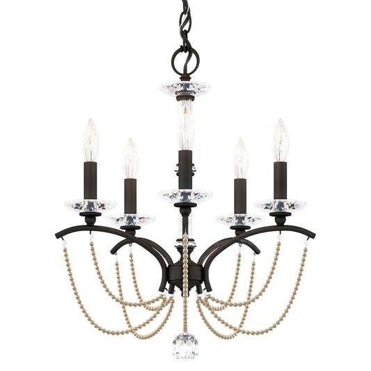 Schonbek Priscilla 5 Light 18" Wide Crystal Chandelier with Bronze Pearl Beads
