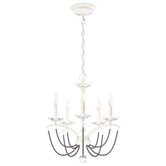Schonbek Priscilla 5 Light 18" Wide Crystal Chandelier with Dark Grey Pearl Beads
