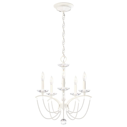 Schonbek Priscilla 5 Light 18" Wide Crystal Chandelier with White Pearl Beads