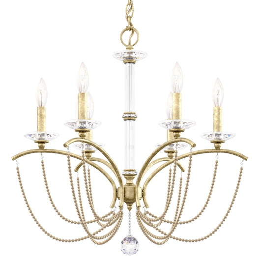 Schonbek Priscilla 6 Light 24" Wide Crystal Chandelier with Bronze Pearl Beads