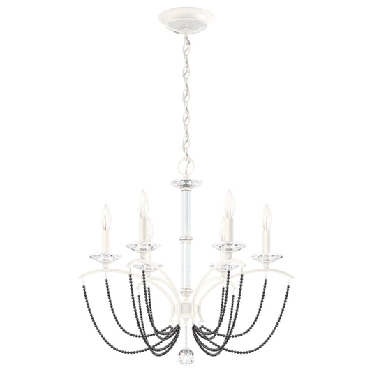 Schonbek Priscilla 6 Light 24" Wide Crystal Chandelier with Dark Grey Pearl Beads