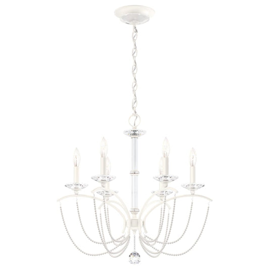 Schonbek Priscilla 6 Light 24" Wide Crystal Chandelier with White Pearl Beads