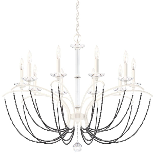 Schonbek Priscilla 10 Light 36" Wide Crystal Chandelier with Dark Grey Pearl Beads
