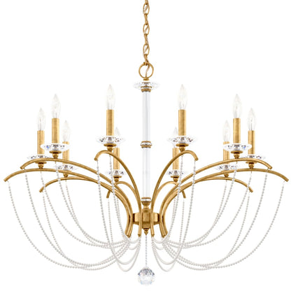 Schonbek Priscilla 10 Light 36" Wide Crystal Chandelier with White Pearl Beads