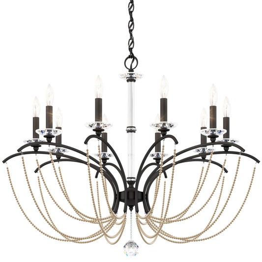 Schonbek Priscilla 10 Light 36" Wide Crystal Chandelier with Bronze Pearl Beads