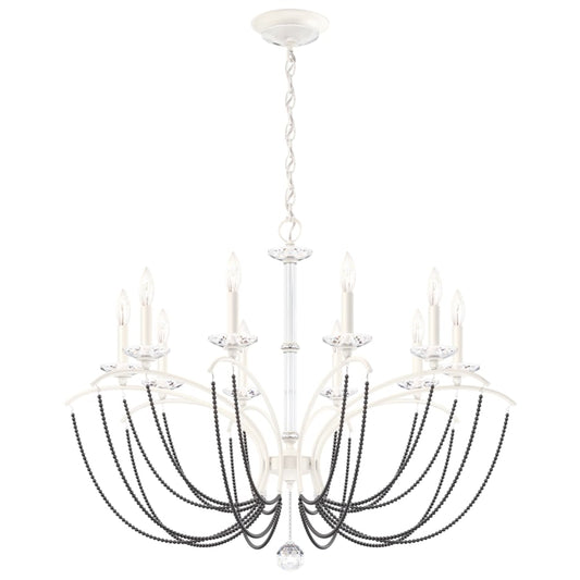 Schonbek Priscilla 10 Light 36" Wide Crystal Chandelier with Dark Grey Pearl Beads