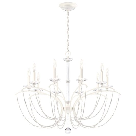 Schonbek Priscilla 10 Light 36" Wide Crystal Chandelier with White Pearl Beads