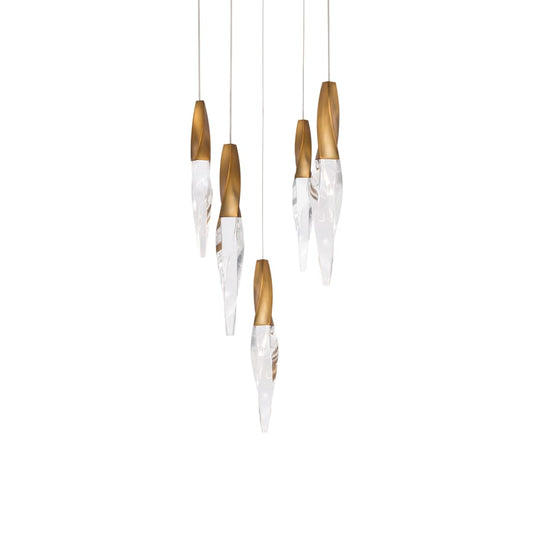 Schonbek Beyond Kindjal 5 Light 17" Wide Switchable Color Temperature LED Optic Crystal Multi Pendant