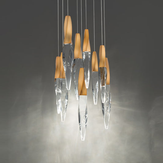 Schonbek Beyond Kindjal 9 Light 17" Wide Switchable Color Temperature LED Optic Crystal Multi Pendant