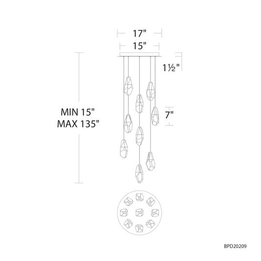 Schonbek Beyond Martini 9 Light 17" Wide LED Clear Optic Crystal Pendant