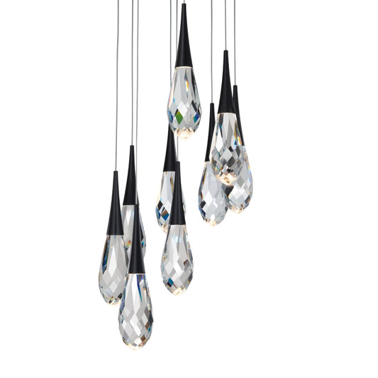 Schonbek Beyond Hibiscus 9 Light 17" Wide Switchable Color Temperature LED Faceted Crystal Multi Pendant Light