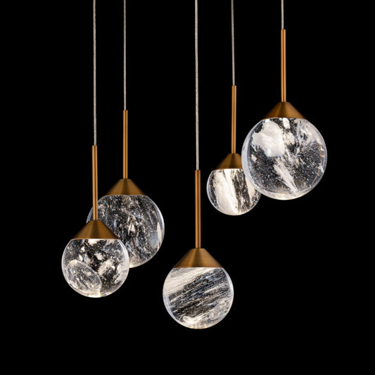 Schonbek Beyond Quest 17" Wide LED Crystal Multi Light Pendant with Clear Optic Haze Crystal