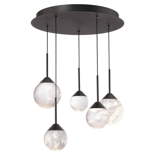 Schonbek Beyond Quest 17" Wide LED Crystal Multi Light Pendant with Clear Optic Haze Crystal