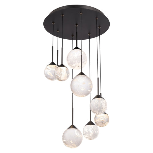 Schonbek Beyond Quest 17" Wide LED Crystal Multi Light Pendant with Clear Optic Haze Crystal