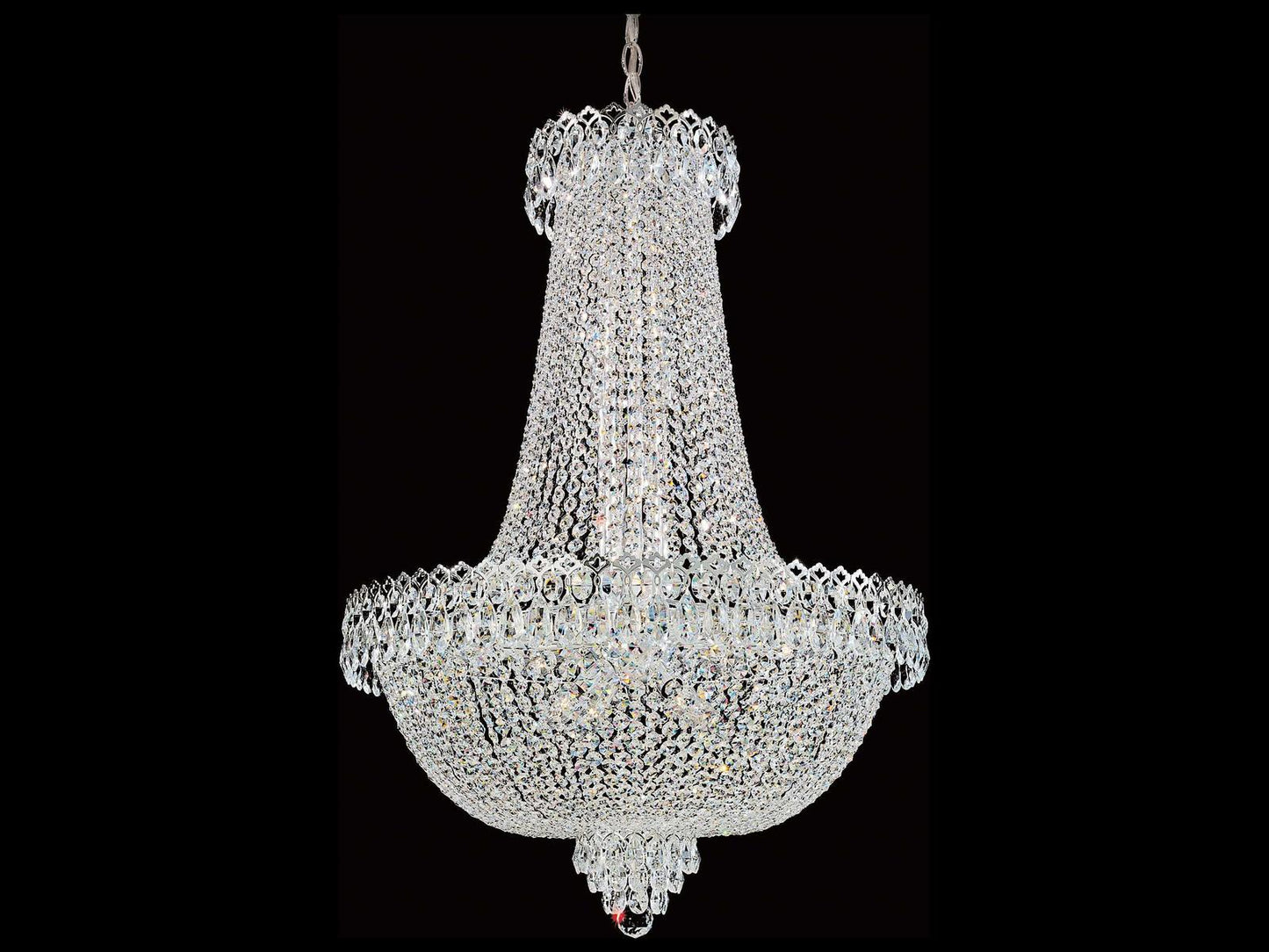 Schonbek 22-Light Camelot Empire Chandelier in Polished Silver with Optic Crystal