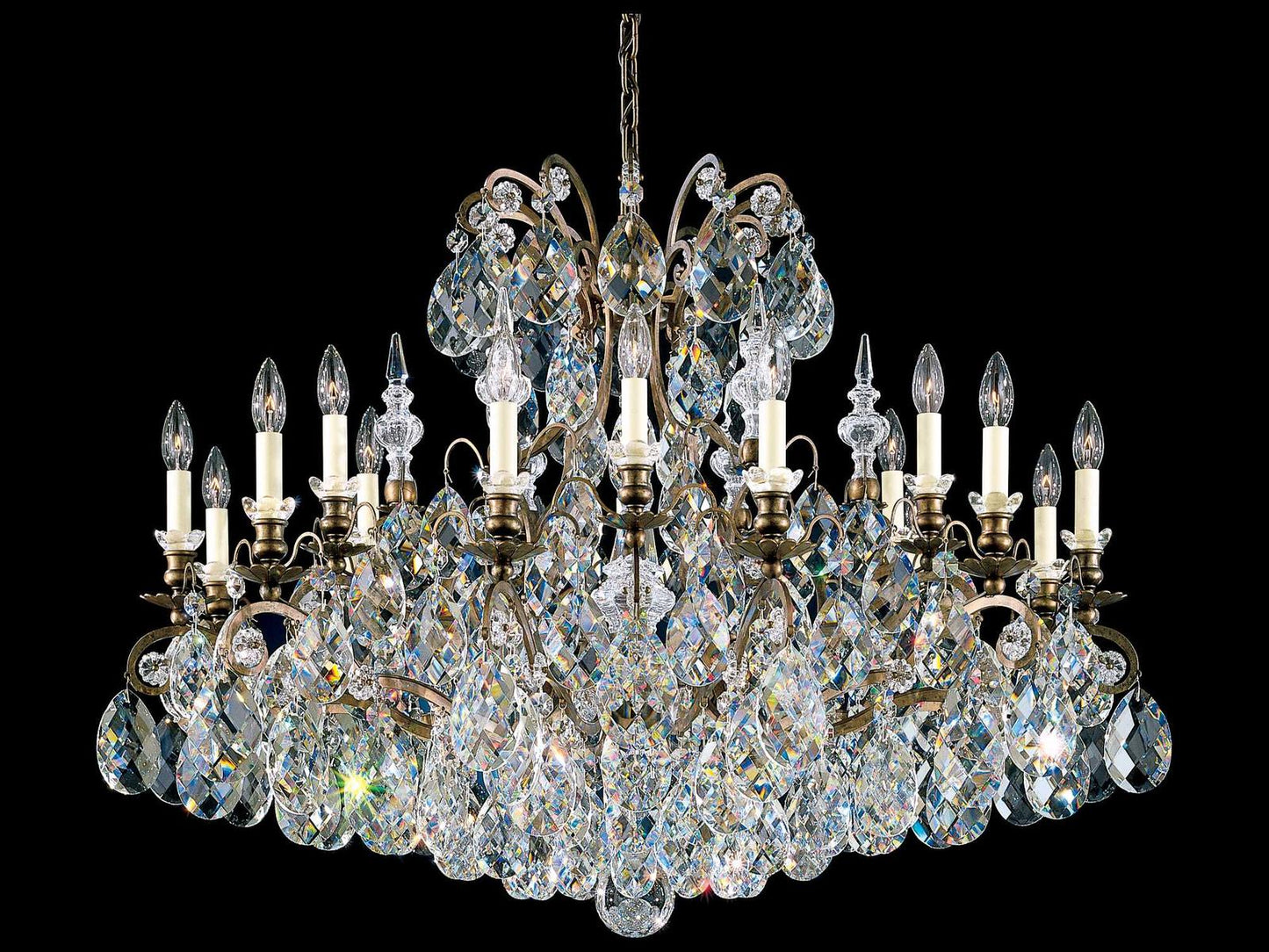 Schonbek Renaissance Crystal Candelabra Chandelier in Gold